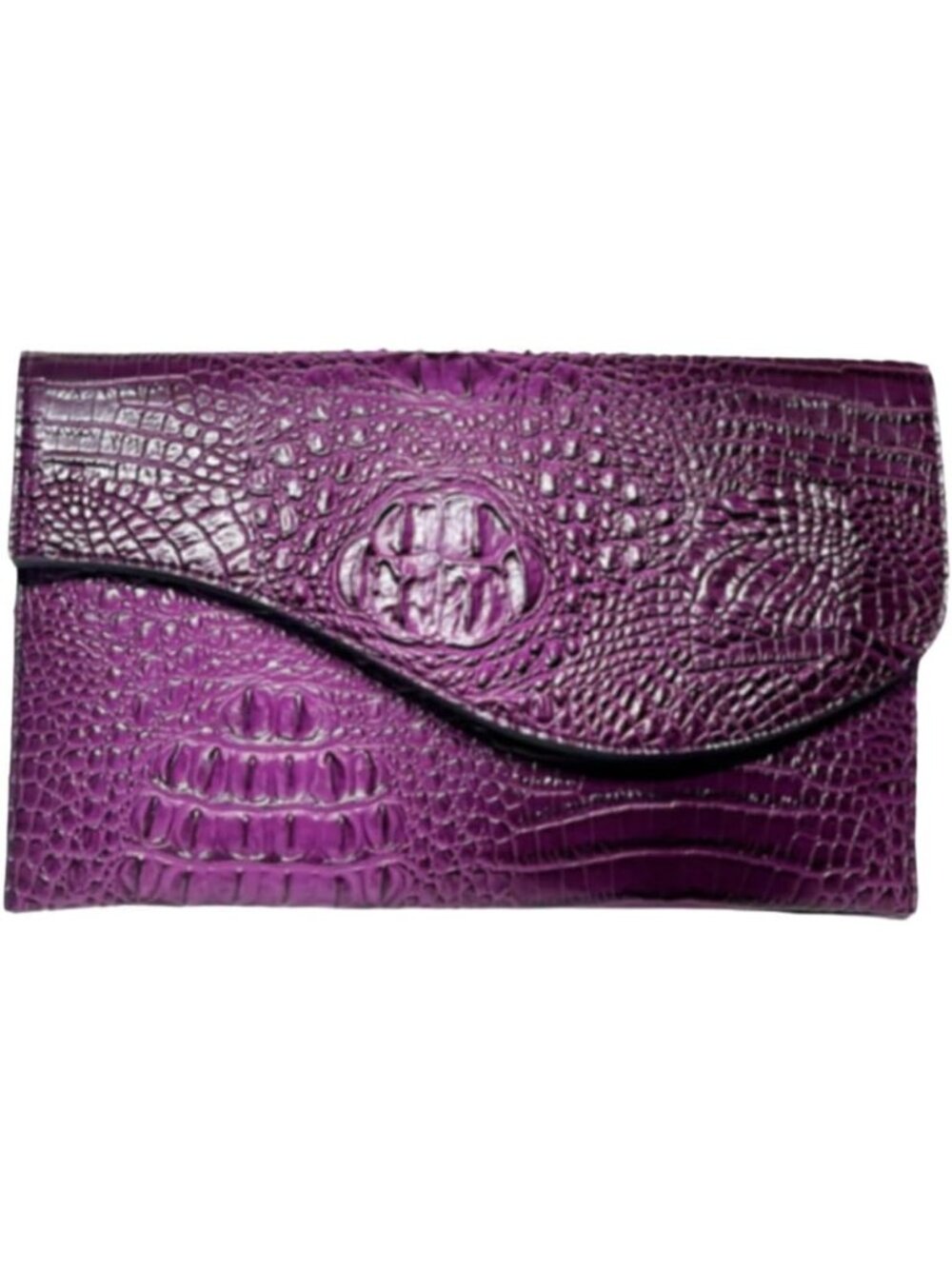 Women's Purple Vegan Leather Crocodile Clutch Purse Evening Crossbody Bags
